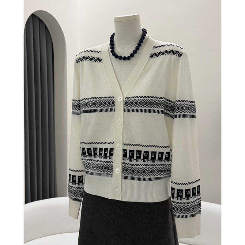 V-neck cardigan sweater
