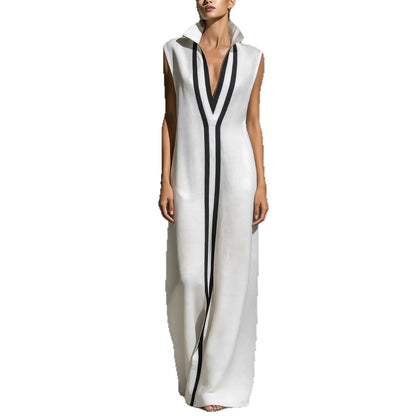 V-neck contrasting dress