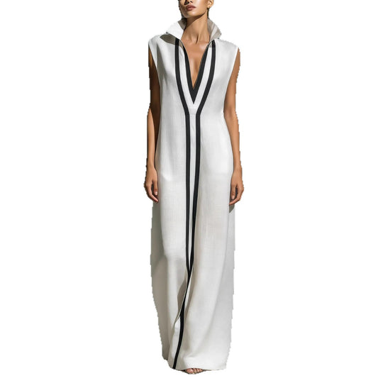 V-neck contrasting dress