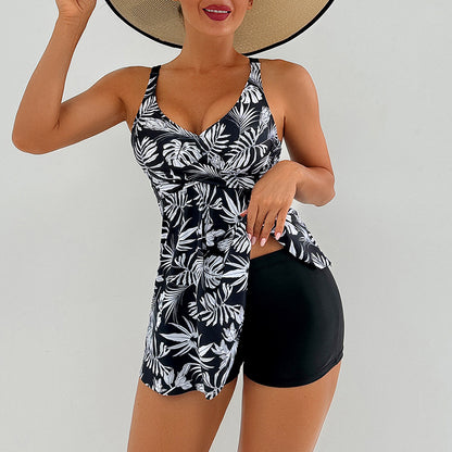V-neck printed swimsuit