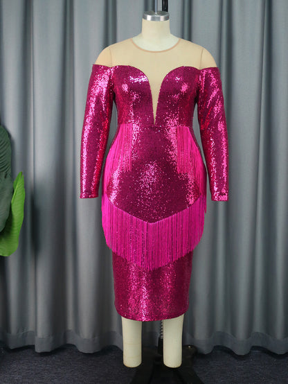 V-neck sequin dress