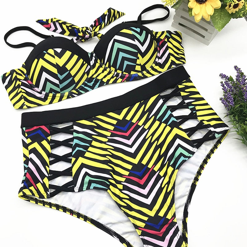 Sexy Bikinis Hollow Out Swimsuit Women Swimwear Big Breast Push Up Brazilian Bathing suit Maillot de Bain Femme Plus Size