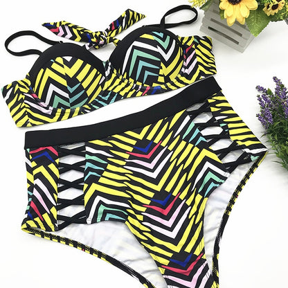 Sexy Bikinis Hollow Out Swimsuit Women Swimwear Big Breast Push Up Brazilian Bathing suit Maillot de Bain Femme Plus Size