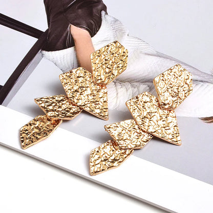 Gold Color Metal Dangle Long Drop Earrings Fine Jewelry Accessories Fashion Pendientes Bijoux For Women Christmas