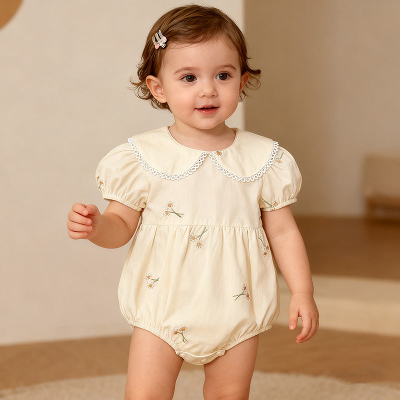 Baby Girl Clothes Infant Romper Summer New Embroidered Short Sleeve Onesie Bodysuit Outing Wear Kids Clothing