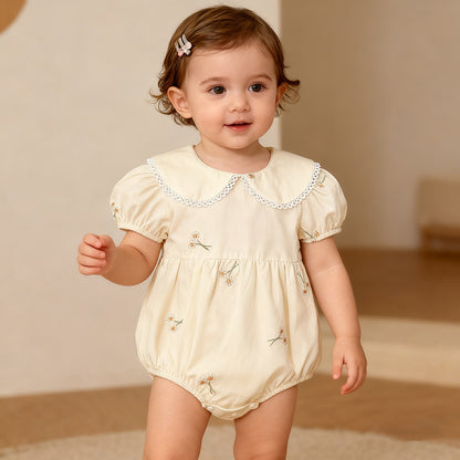 Baby Girl Clothes Infant Romper Summer New Embroidered Short Sleeve Onesie Bodysuit Outing Wear Kids Clothing