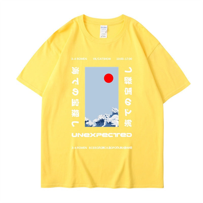 This ukiyo-e cotton round neck youth casual T-shirt