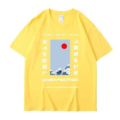 This ukiyo-e cotton round neck youth casual T-shirt
