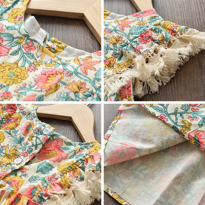Ethnic Print Sleeveless A-Line Dress for Girls Summer Vacation Wear