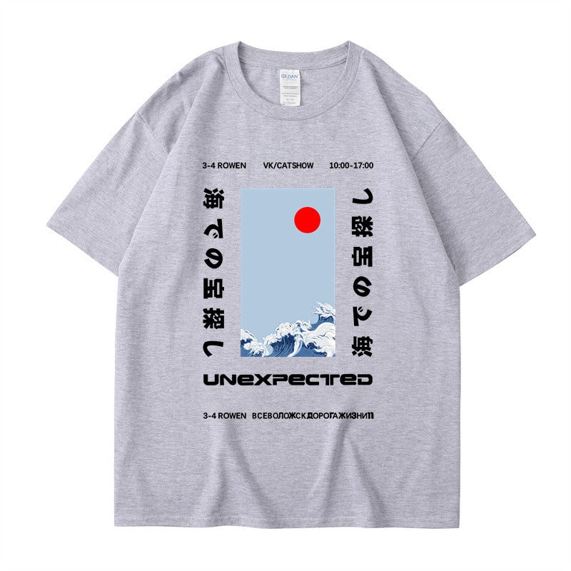 This ukiyo-e cotton round neck youth casual T-shirt