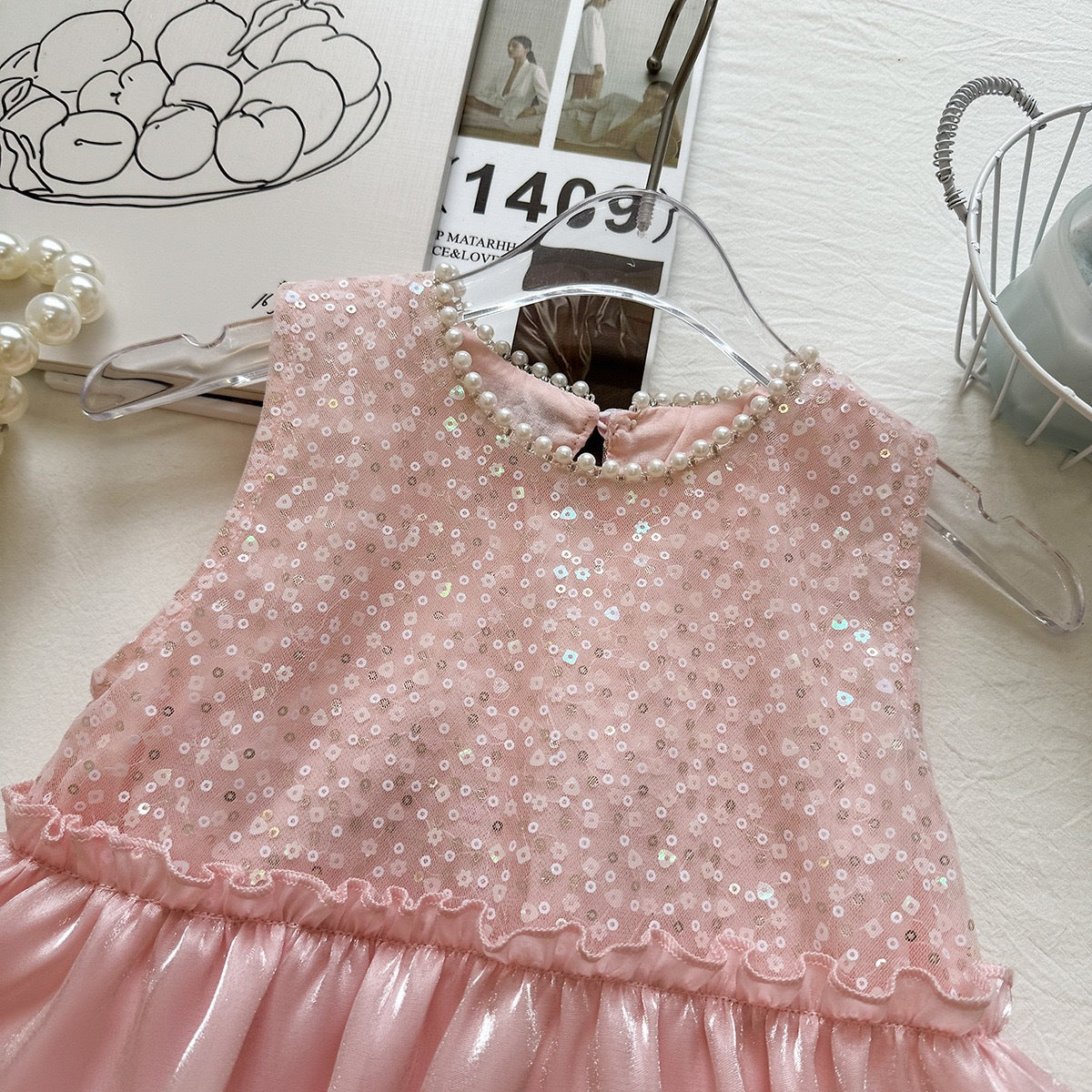 Summer Girls' Dress New Style Sequin Beaded Princess Dress Little Girl Birthday Gown Cake Skirt