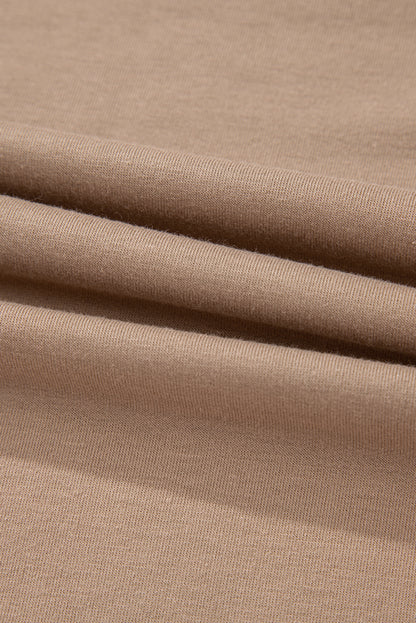 Light French Beige Flower Striped Patchwork Puff Sleeve Loose Sweatshirt