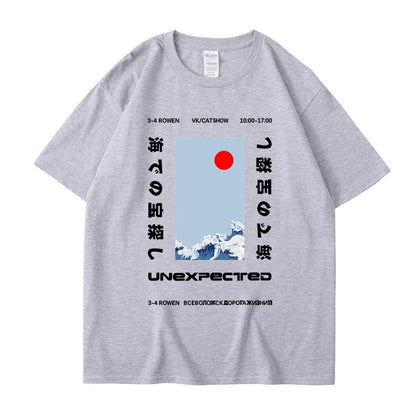 This ukiyo-e cotton round neck youth casual T-shirt