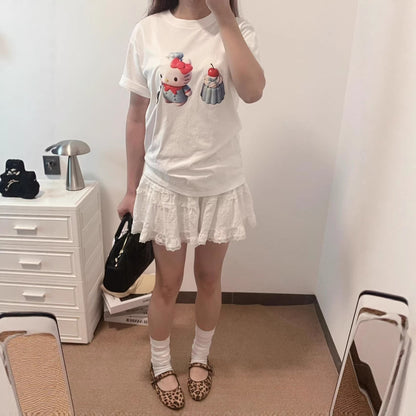 Cute Sweet KT Cat Print Pure Cotton Short Sleeve T-Shirt