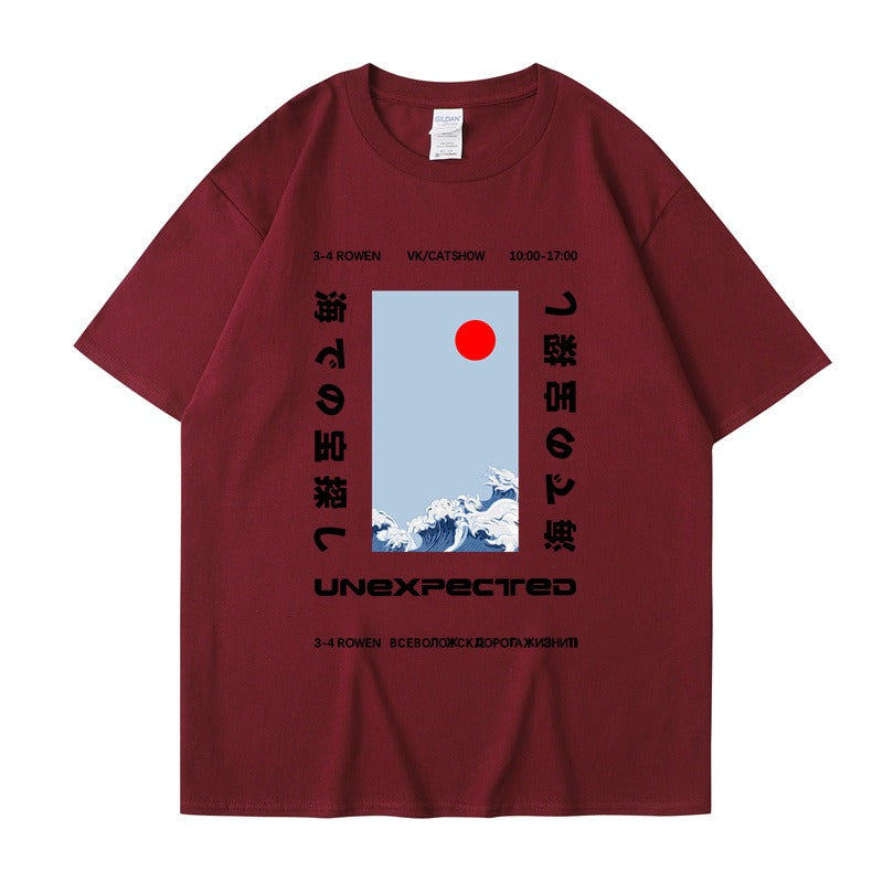 This ukiyo-e cotton round neck youth casual T-shirt