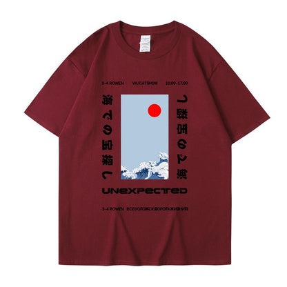 This ukiyo-e cotton round neck youth casual T-shirt