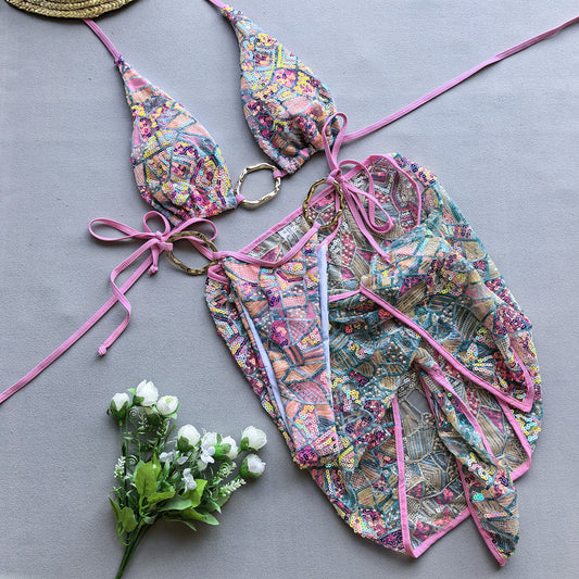 Three-Piece Bikini  Sexy Bikini Women's Swimsuit Separate Pieces