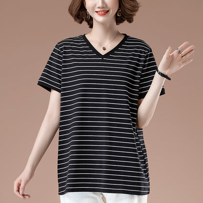 Striped V-neck top