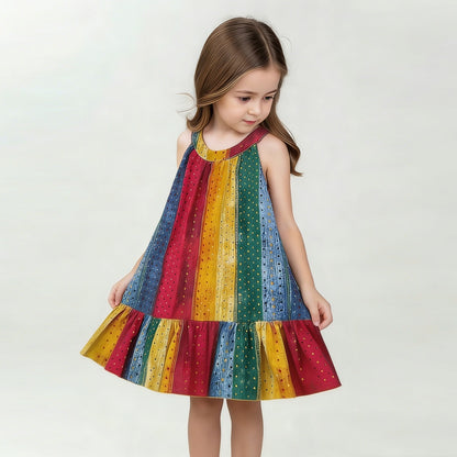 Children's Clothing Girls' Dress Rainbow Sleeveless Dress Tank Dress New Style Kids Fashion Factory Supply Sweet