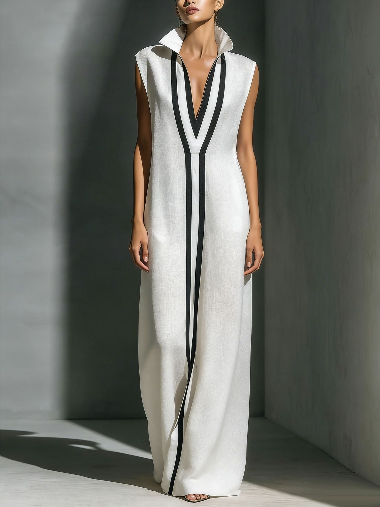 V-neck contrasting dress