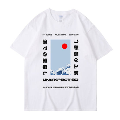 This ukiyo-e cotton round neck youth casual T-shirt