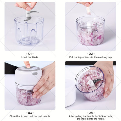 Electric Food Chopper (280ml), Mincer Electric Food Processor, Cordless Meat Grinder. Portable, Rechargeability, Suitable for Vegetables, Peppers, Onions, Seasonings, Nuts