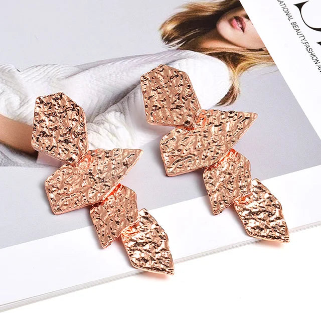 Gold Color Metal Dangle Long Drop Earrings Fine Jewelry Accessories Fashion Pendientes Bijoux For Women Christmas