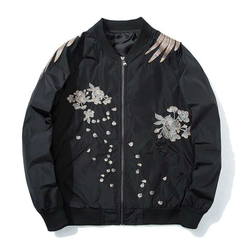 Street Style Yokosuka Embroidered Jacket Men's Ukiyo-e Phoenix Embroidery Baseball Jacket MA-1 Jacket