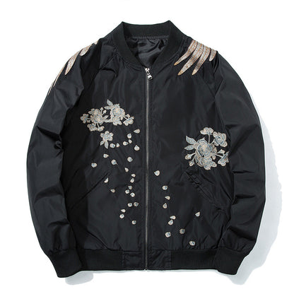 Street Style Yokosuka Embroidered Jacket Men's Ukiyo-e Phoenix Embroidery Baseball Jacket MA-1 Jacket