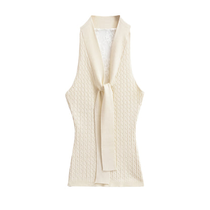 V-neck lace vest