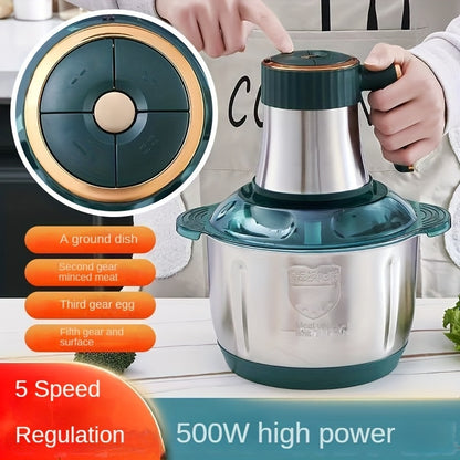 5-Liter Stainless Steel Electric Meat Grinder - 5-Speed Multifunctional Kitchen Machine, Heavy-Duty Equipment for Home Cooking and Parties, 220V Battery Not Required C Plug | Modern Appliance & Durable Tool