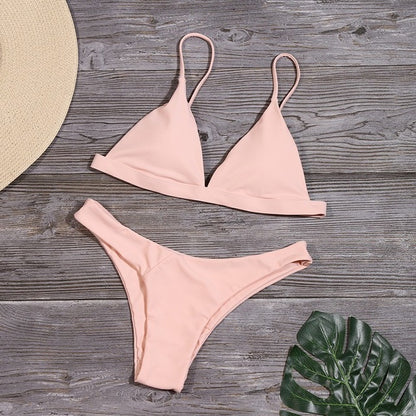 2020 Solid Bikini Set Women Swimsuit Female Swimwear Bikinis Sexy Bathing Suit Biquini Backless Beach Wear Maillot De Bain Femme