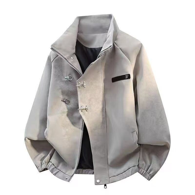 Retro Tie-Dye Lapel Leather Jacket for Men