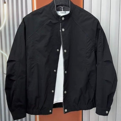 Men's  Casual Patchwork Layered Button Henley Collar Loose Fit Jacket