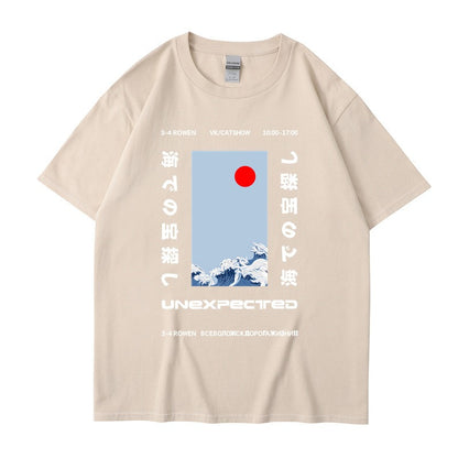 This ukiyo-e cotton round neck youth casual T-shirt