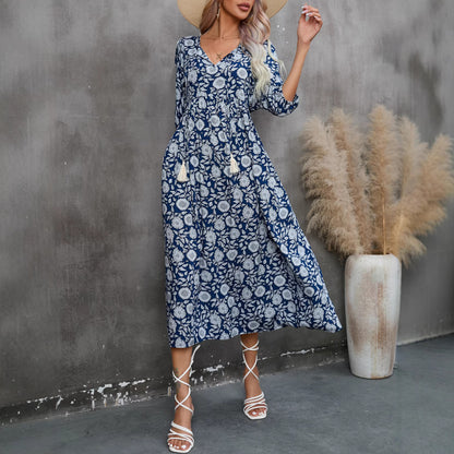 V-neck loose dress