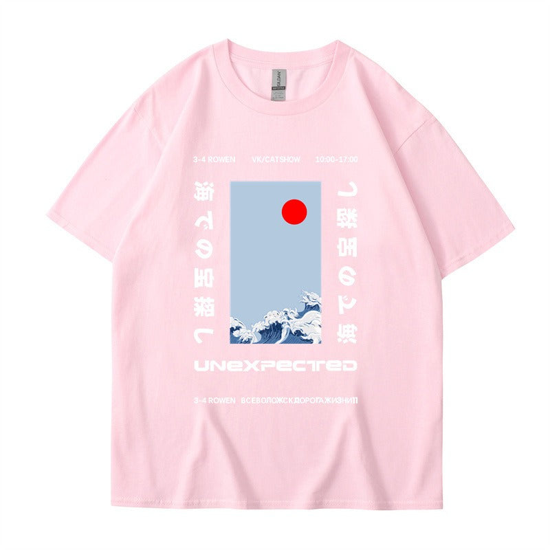 This ukiyo-e cotton round neck youth casual T-shirt