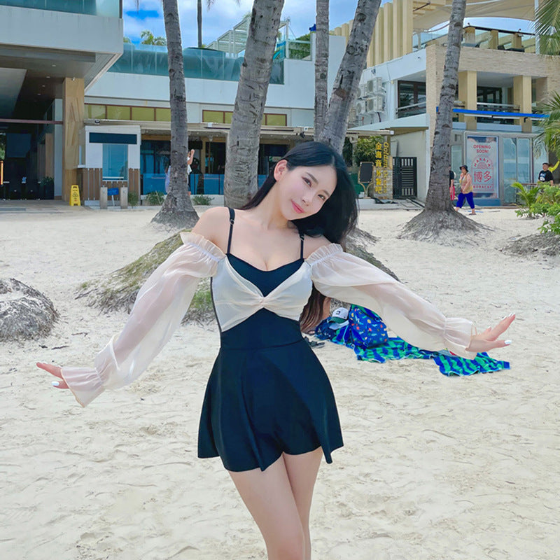 Beachwear Solid Color Sleeveless Triangular Cut Bodysuit Swimwear