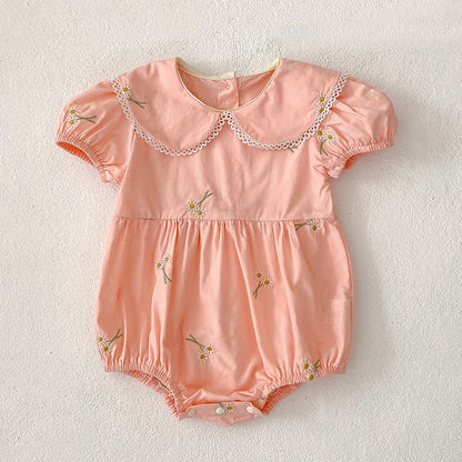 Baby Girl Clothes Infant Romper Summer New Embroidered Short Sleeve Onesie Bodysuit Outing Wear Kids Clothing