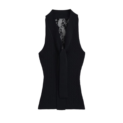 V-neck lace vest