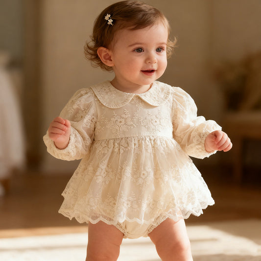 Spring and Autumn Baby Clothes, Baby Girl Romper, Princess Dress, Crawling Suit, Tulle 1st Birthday Dress, Newborn Onesie