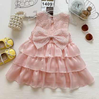 Summer Girls' Dress New Style Sequin Beaded Princess Dress Little Girl Birthday Gown Cake Skirt