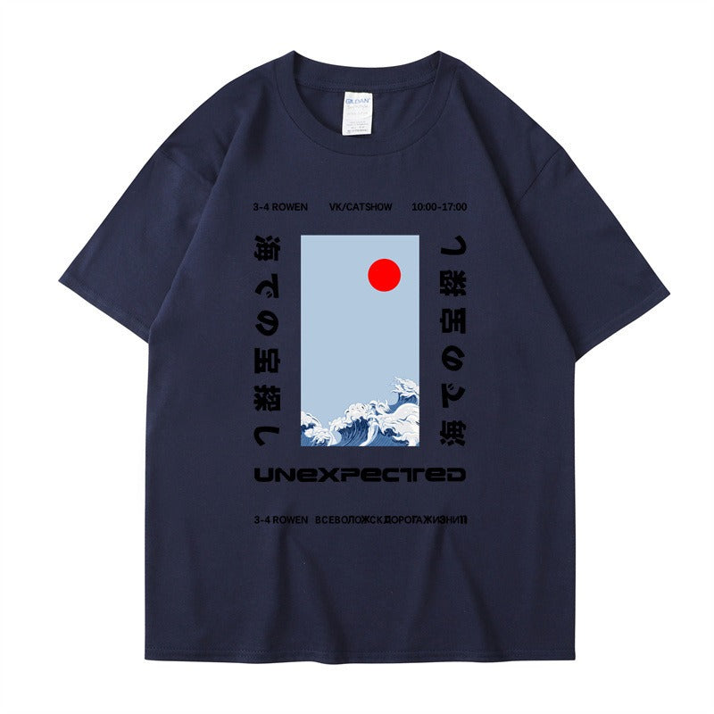This ukiyo-e cotton round neck youth casual T-shirt