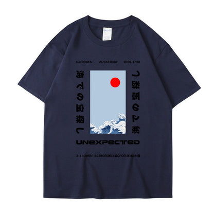 This ukiyo-e cotton round neck youth casual T-shirt