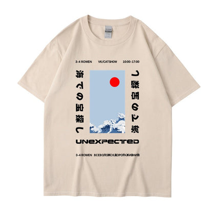This ukiyo-e cotton round neck youth casual T-shirt