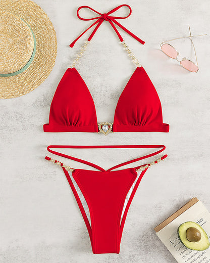 Deep V split swimsuit