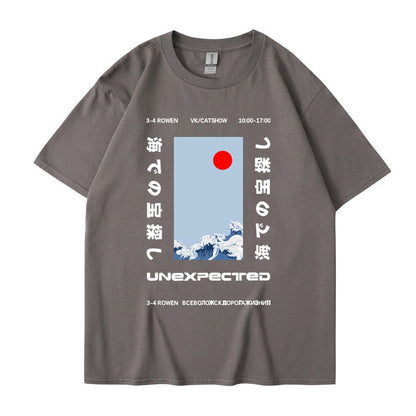 This ukiyo-e cotton round neck youth casual T-shirt
