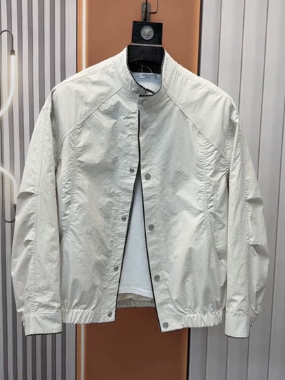 Men's  Casual Patchwork Layered Button Henley Collar Loose Fit Jacket