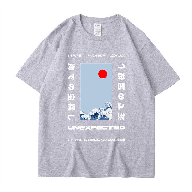 This ukiyo-e cotton round neck youth casual T-shirt