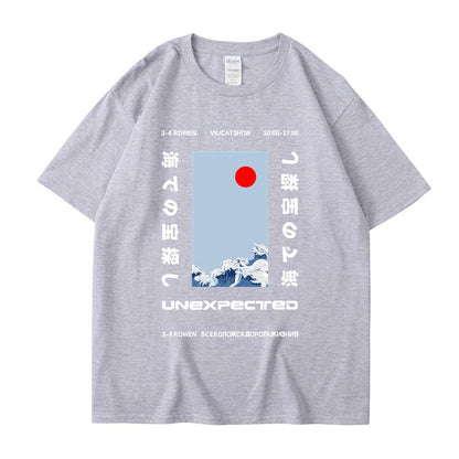 This ukiyo-e cotton round neck youth casual T-shirt